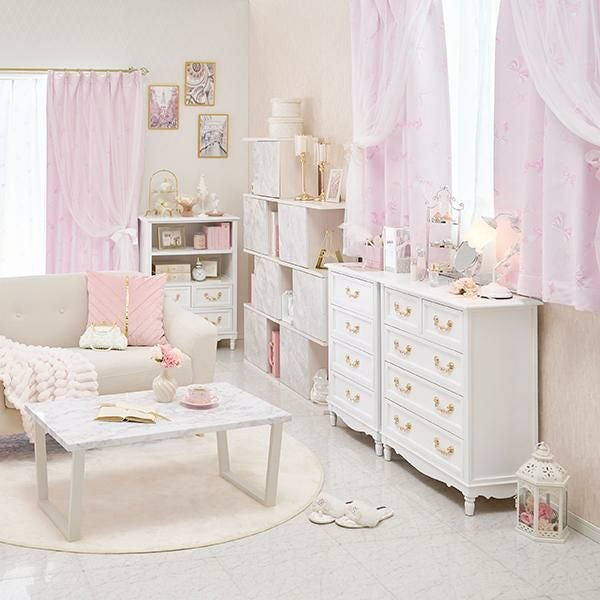 ふんわりリボン遮光カーテン(幅100×丈178・2枚組)｜かわいいお姫様