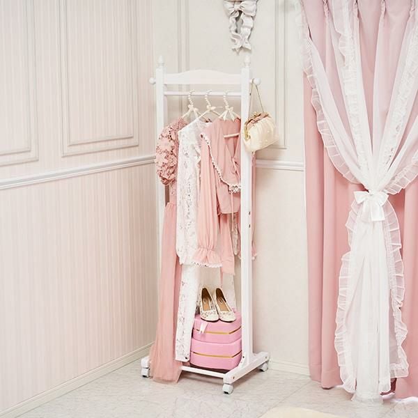 直送】棚付きハンガーラック(幅60cm)｜かわいいお姫様インテリア家具