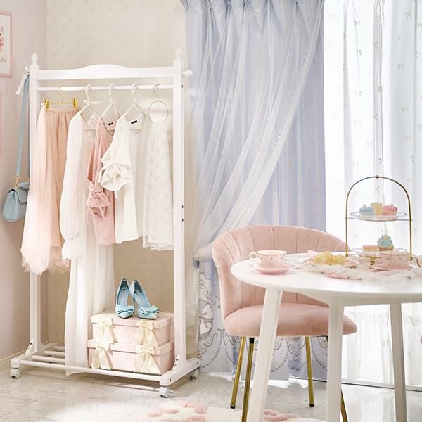 直送】棚付きハンガーラック(幅90cm)｜かわいいお姫様インテリア家具