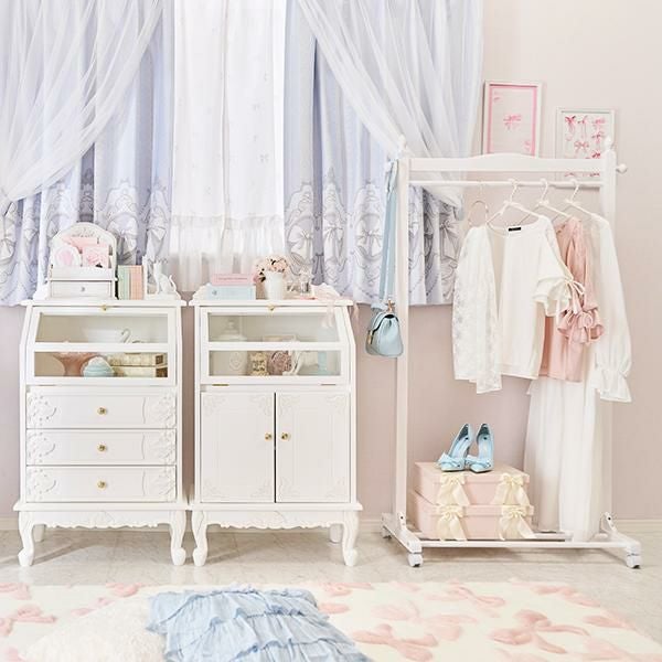 直送】棚付きハンガーラック(幅90cm)｜かわいいお姫様インテリア家具