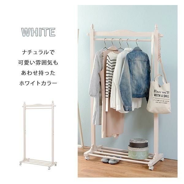 直送】棚付きハンガーラック(幅90cm)｜かわいいお姫様インテリア家具