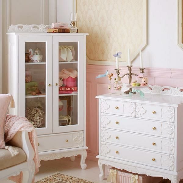 直送】アンティーク風ガラスキャビネット大/Noble(ノーブル)シリーズ