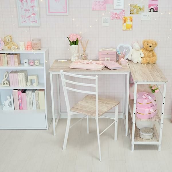 直送】【お届けグループC】コンセント付きデスク(チェア＆3段ラック)3