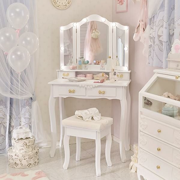 ポイント10倍♪～2/9 AM10:00まで】【直送】リボン取っ手の三面鏡