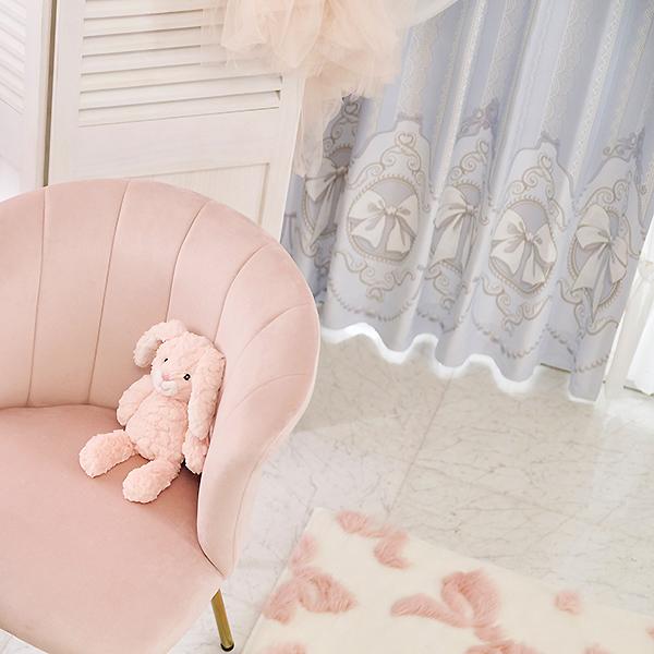 カメオリボン柄遮光カーテン(100×135)｜かわいいお姫様インテリア家具