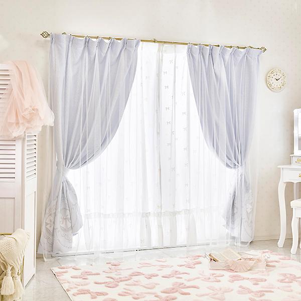 カメオリボン柄遮光カーテン(100×135)｜かわいいお姫様インテリア家具