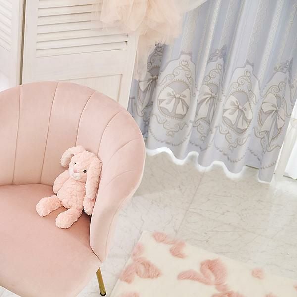 カメオリボン柄遮光カーテン(100×178・185・200)｜かわいいお姫様