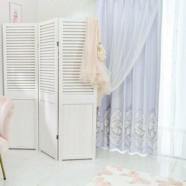 カメオリボン柄遮光カーテン(100×178・185・200)｜かわいいお姫様