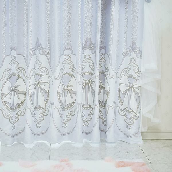 カメオリボン柄遮光カーテン(100×178・185・200)｜かわいいお姫様