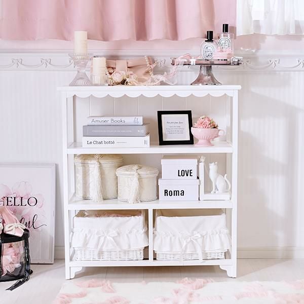 大型】フリルバスケットチェスト(2杯・ホワイト)/fille(フィーユ