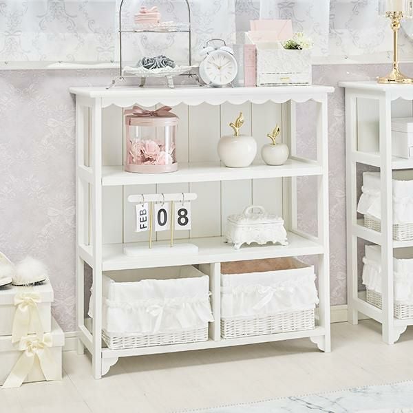 大型】フリルバスケットチェスト(2杯・ホワイト)/fille(フィーユ