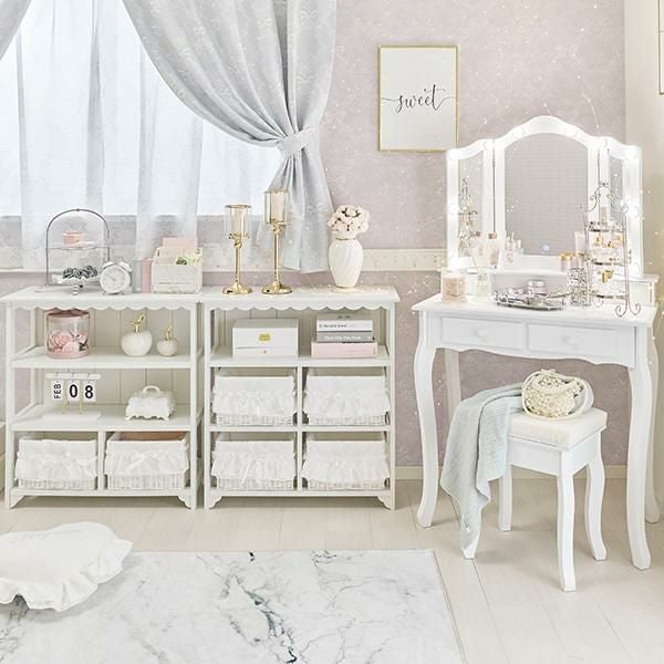 大型】フリルバスケットチェスト(2杯・ホワイト)/fille(フィーユ