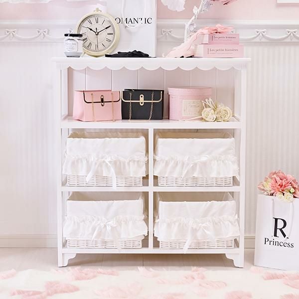 大型】フリルバスケットチェスト(4杯・ホワイト)/fille(フィーユ