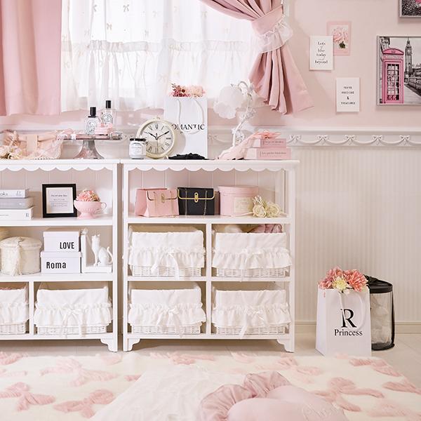 大型】フリルバスケットチェスト(4杯・ホワイト)/fille(フィーユ