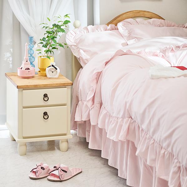 フリル布団カバー3点セット(シングル・ピンク)【ラッピング対応可能