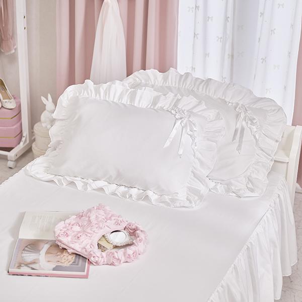 ミルフィーユリボン布団カバー3点セット(シングル・ホワイト