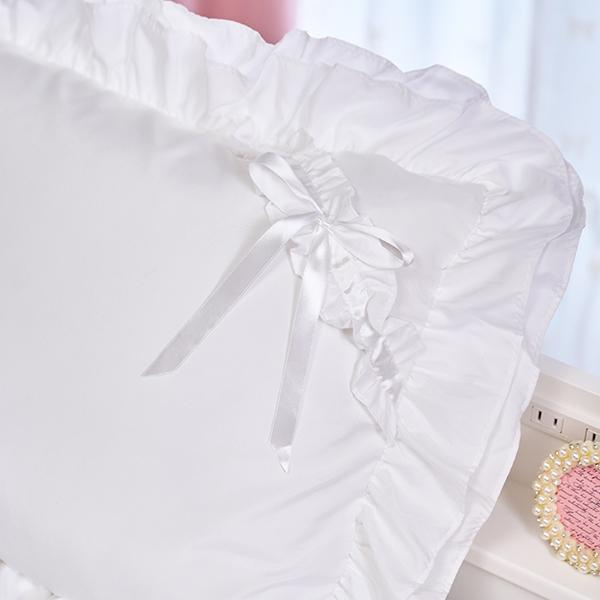 ミルフィーユリボン布団カバー3点セット(シングル・ホワイト