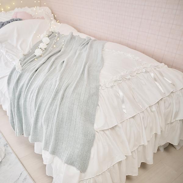 ミルフィーユリボン布団カバー3点セット(シングル・ホワイト