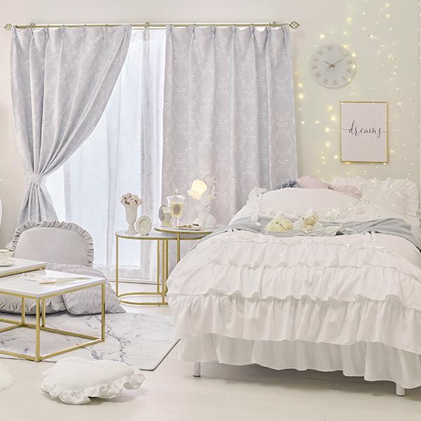 ミルフィーユリボン布団カバー3点セット(シングル・ホワイト