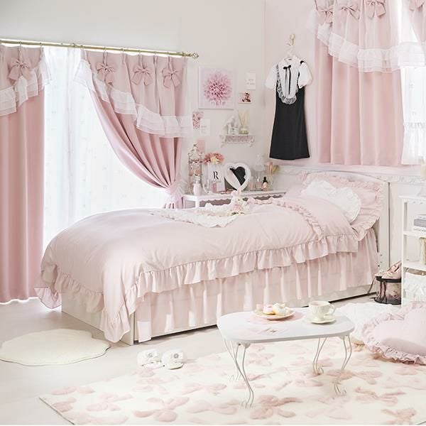 ティアラリボン2WAY遮光カーテン(100×185)/ピンク｜かわいいお姫様