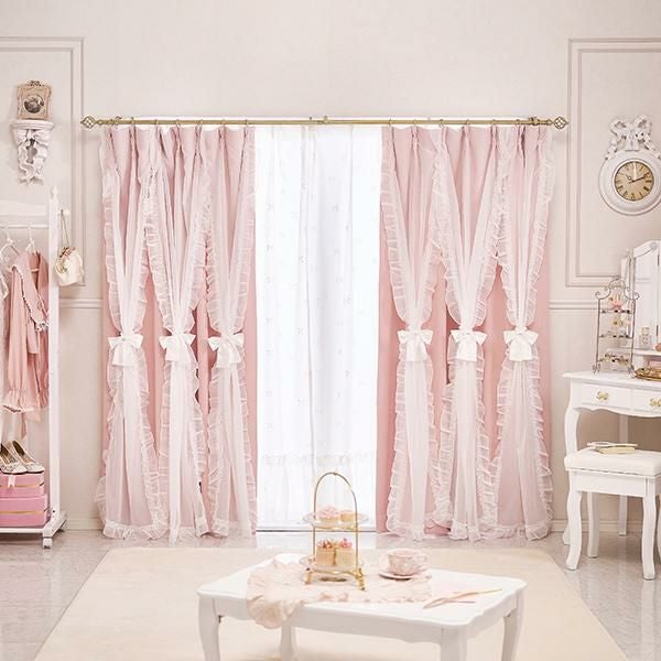 ポイント10倍♪～2/9 AM10:00まで】上飾り付きレイヤード遮光カーテン