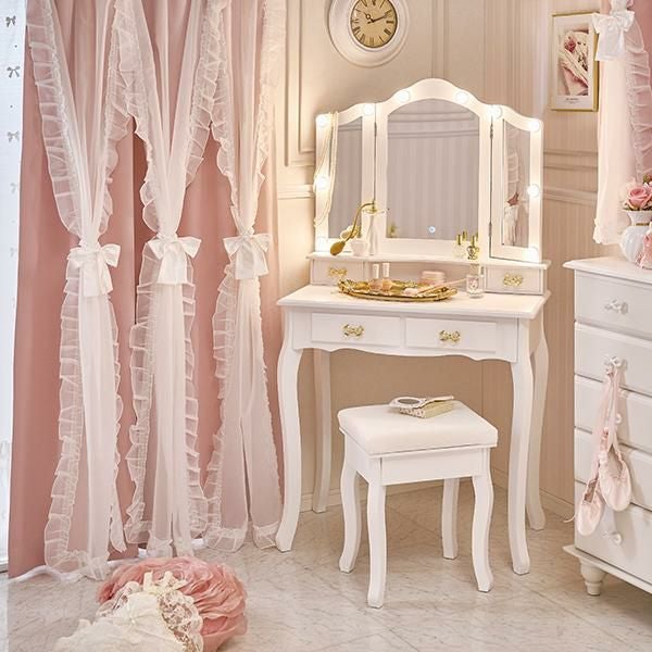 マーメイドリボンフリル遮光カーテン(100×178)/ピンク｜かわいいお姫様