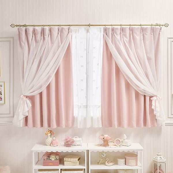 フェアリーリボン遮光カーテン(100×135)/ピンク｜かわいいお姫様