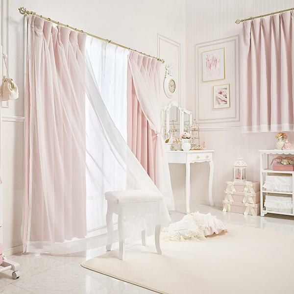 フェアリーリボン遮光カーテン(100×135)/ピンク｜かわいいお姫様