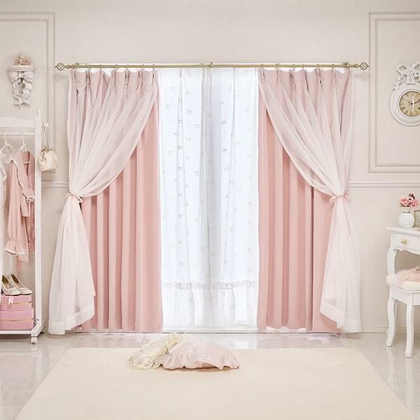 フェアリーリボン遮光カーテン(100×178)/ピンク｜かわいいお姫様