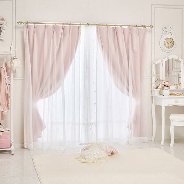 フェアリーリボン遮光カーテン(100×178)/ピンク｜かわいいお姫様