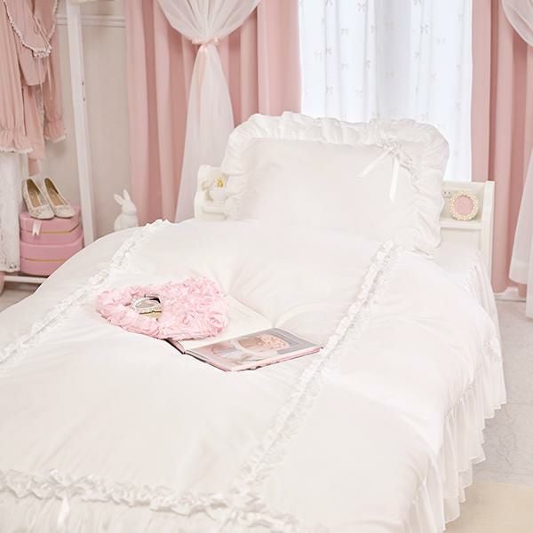 ミルフィーユリボン枕カバー(ホワイト)【ラッピング対応可能