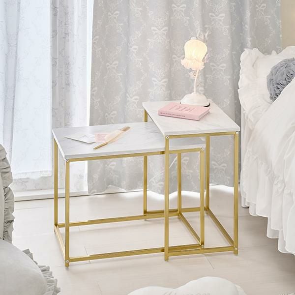 直送】ゴールドフレームサイドテーブル(スクエア)/Marble(マーブル