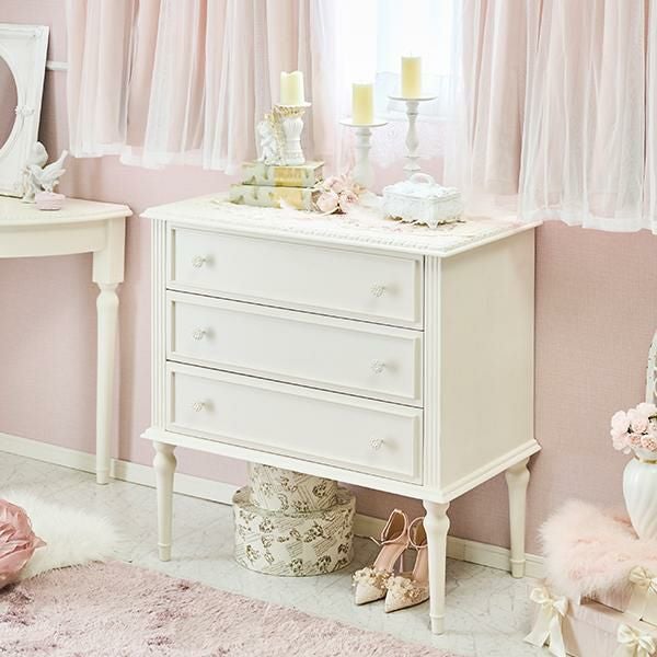 直送】取っ手を着せ替えできる猫脚キャビネット/ホワイト&アンティーク