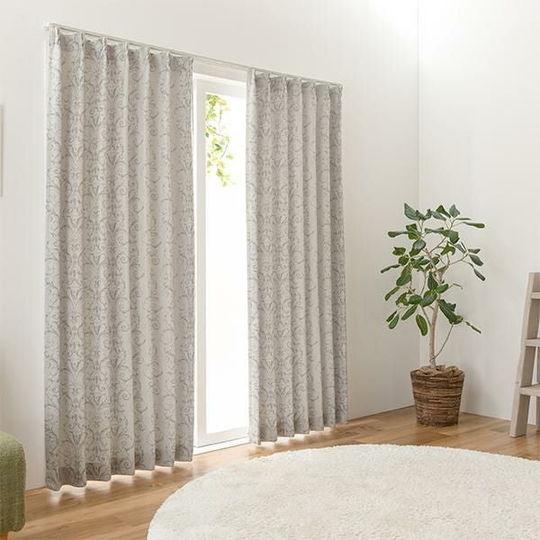直送】ダマスク柄遮光カーテン/レースカーテンセット(幅100×丈135・178