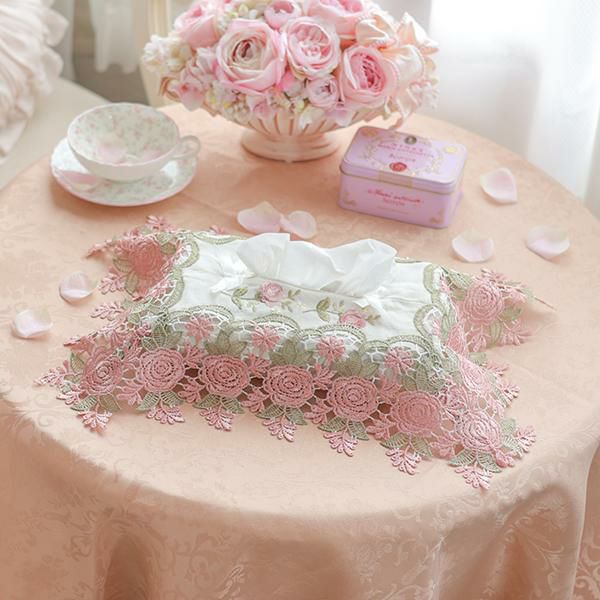 ピンクローズティッシュケースカバー【ラッピング対応可能】｜かわいい