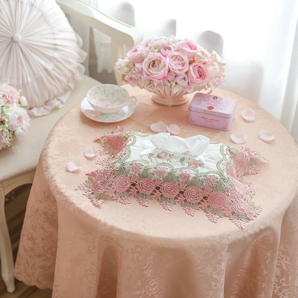 ピンクローズティッシュケースカバー【ラッピング対応可能】｜かわいい