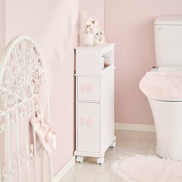 大型】トイレラック(フリルリボン)｜かわいいお姫様インテリア家具