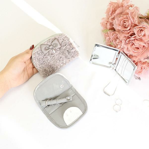 オーダー品　ピンク薔薇　　ラミネートポーチ アクセサリーポーチ/ミニローズ【ラッピング対応可能】｜かわいい