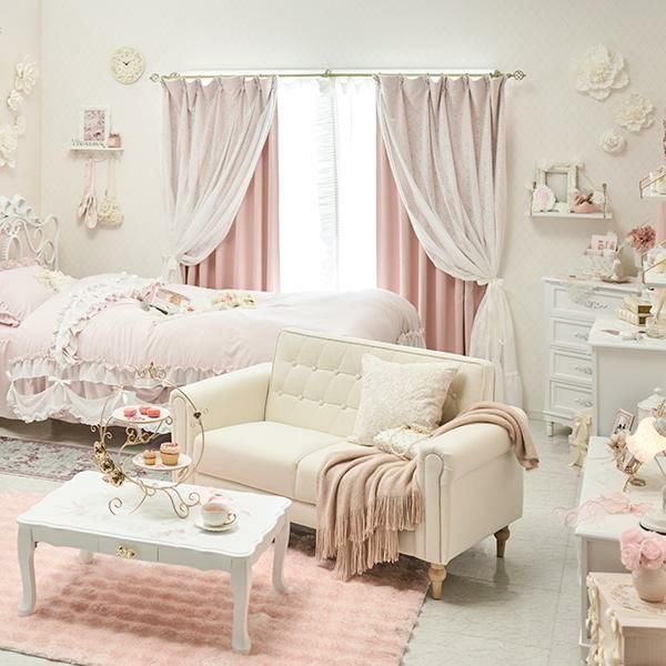 フリルフラワーレースレイヤード1級遮光カーテン(幅100×丈190・200cm