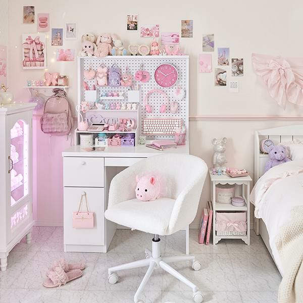 大型】有孔ボード付デスク｜かわいいお姫様インテリア家具・雑貨の通販