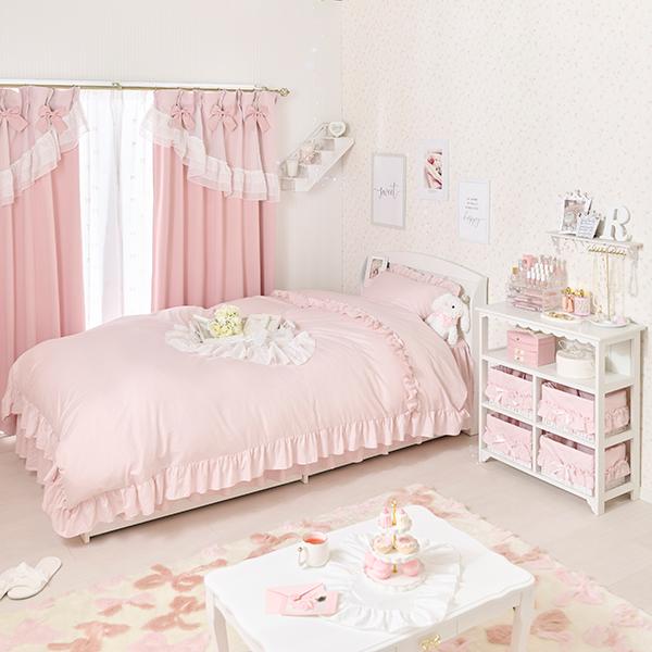 フリル布団カバー4点セット(セミダブル・ピンク)【ラッピング対応可能