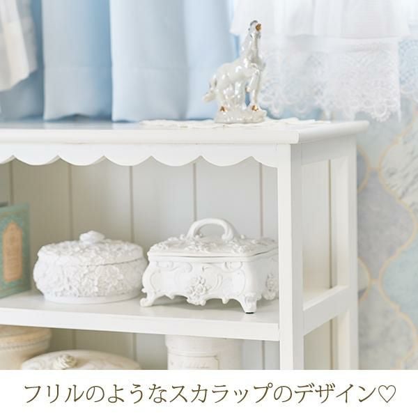 白ラタン♡たっぷり収納♡ホワイト家具♡フリル♡レース♡ミルクペイント♡ フリル付きチェスト バスケット6個付き 完成品 [幅70] Frill