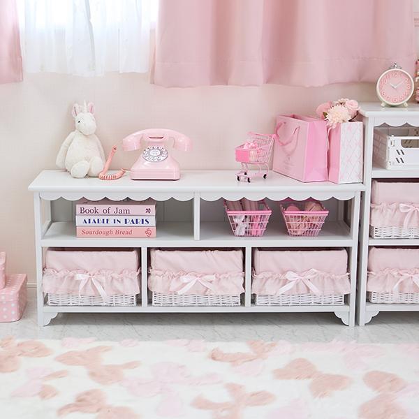 大型】フリルバスケットTV台チェスト(3杯・ピンク)/fille(フィーユ