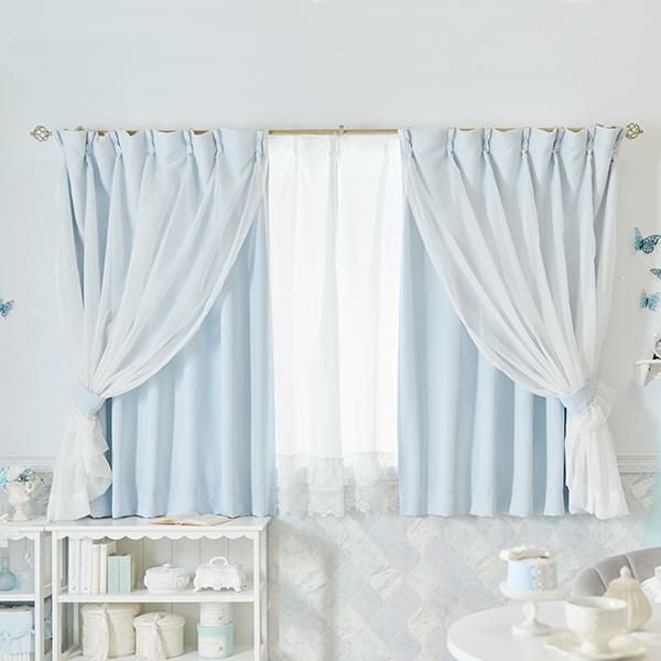 フェアリーリボン遮光カーテン(100×135)/ブルー｜かわいいお姫様