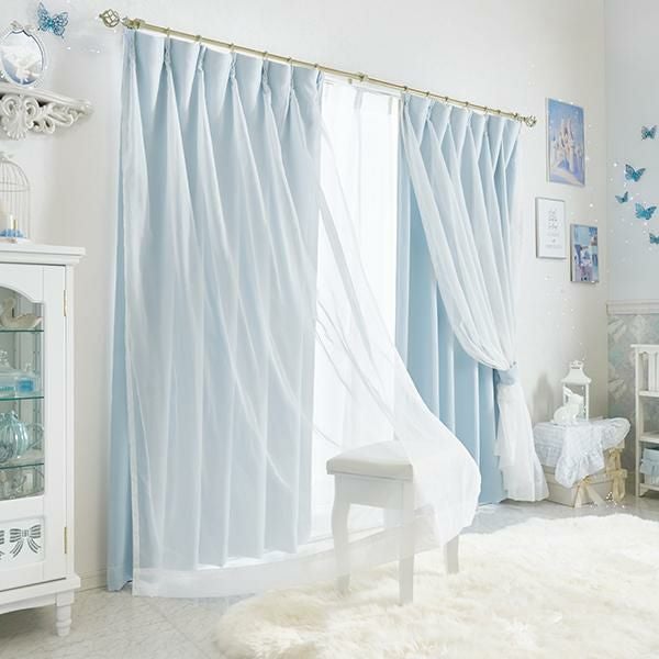 フェアリーリボン遮光カーテン(100×135)/ブルー｜かわいいお姫様