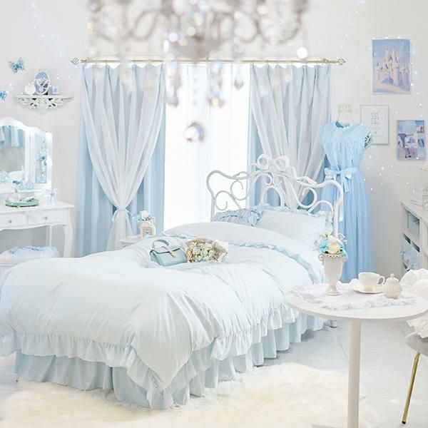 フェアリーリボン遮光カーテン(100×135)/ブルー｜かわいいお姫様