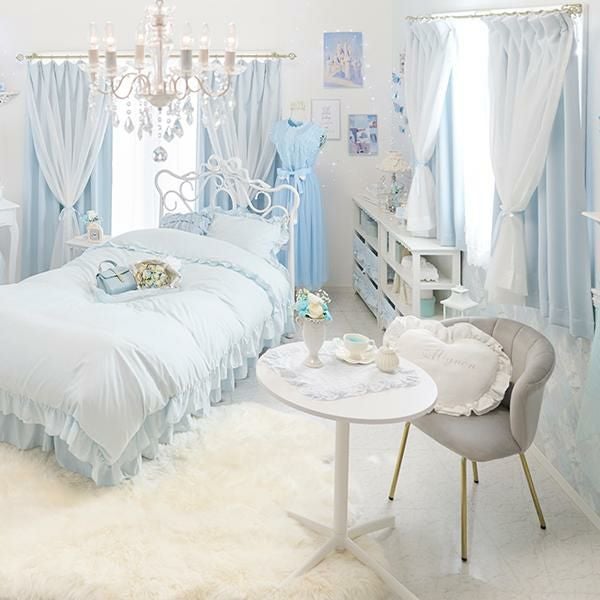 フェアリーリボン遮光カーテン(100×135)/ブルー｜かわいいお姫様