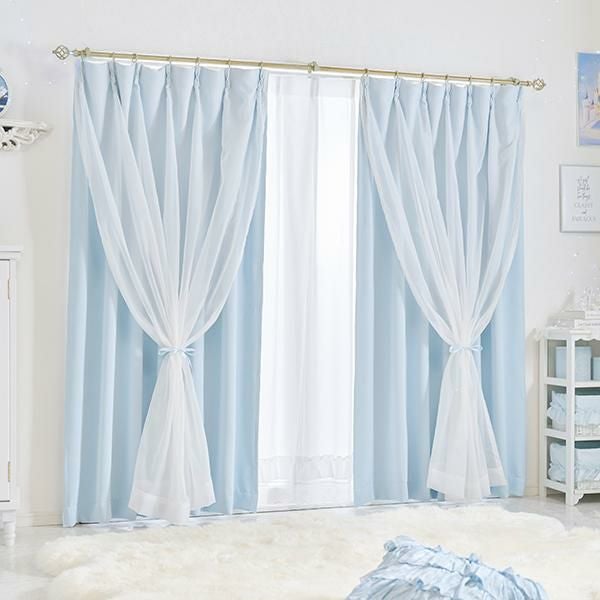ふんわりリボン遮光カーテン(幅100×丈178・2枚組)｜かわいいお姫様