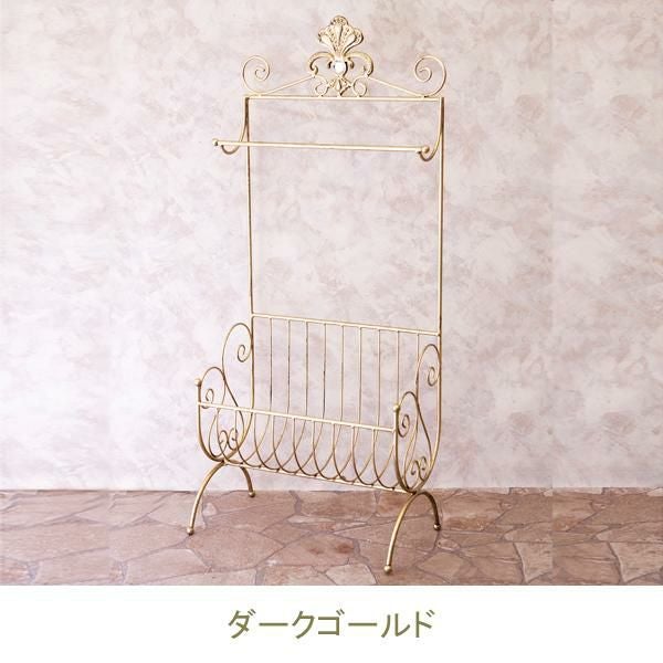 引き取り限定⭐︎レア　ロマプリ　薔薇　アイアン　ラック 直送】棚付きアイアンハンガーラック(シャルドンアイアン)｜かわいい