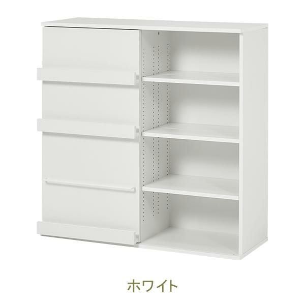直送】たっぷり収納ブックシェルフ(幅90cm・片面スライド扉)｜かわいい